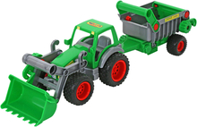 WADER QUALITY TOYS Farmer teknik Traktor med frontskovl og tippetrailer