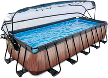 EXIT Wood Pool 540x250x100cm med overdækning, Sand filter og varmepumpe, brun