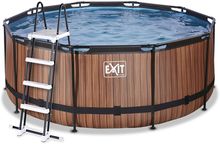 EXIT Wood Pool ø360x122cm med filterpumpe, brun