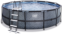 EXIT Stone pool ø450x122cm med filterpumpe, grå