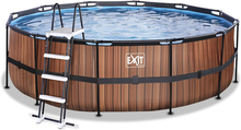 EXIT Wood Pool ø450x122cm med filterpumpe, brun