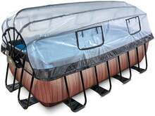 EXIT Frame Pool 4x2x1.22m (12v Sand filter) - træoptik + soltag + varmepumpe