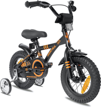 PROMETHEUS BICYCLES ® Børnecykel 12 i sort mat & orange fra 3 år med træningshjul