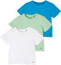 s. Olive r T-shirt 3-pack white / light green /turkis