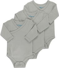 kindsgard Wrap-around bodysuit trunder 3-pack langærmet grå