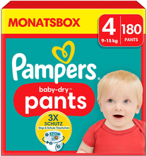Pampers Baby-Dry Pants, størrelse 4 Maxi, 9-15 kg, månedlig æske (1 x 180 bleer)