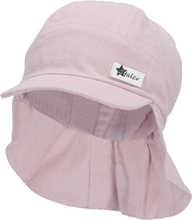 Sterntaler Peaked cap med nakkebeskyttelse linned karakter pink