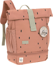 LÄSSIG Mini Rolltop Backpack Happy Print s karamel