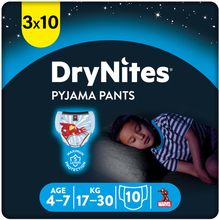 Huggies DryNites pyjamasbukser til engangsbrug drenge 4-7 år 3 x 10 stk.