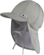 Sterntaler Peaked cap med nakkebeskyttelse seersucker lysegrøn
