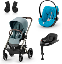 cybex GOLD Klapvogn Balios S Lux Taupe Sky Blue inklusive autostol Cloud G i-Size Plus Beach Blue Base station Base G og Adapter