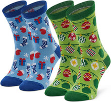 Ankelstrumpor barn 2-pack Rainbow Socks Xmas Socks Balls Kids Gift Pak 2 Färgglad