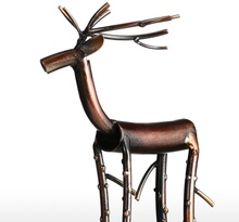 Schwarz Lang Leg Moose Tooarts Eisen Skulptur Hauptdekoration Handwerk Metall-Tierskulptur