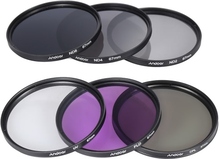 Andoer 67mm Lens Filter Kit UV + CPL + FLD + ND (ND2 ND4 ND8) mit Carry Pouch / Objektivdeckel / Objektivdeckel Halter / Tulip & Rubber Lens Hoods / Reinigungstuch