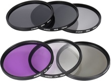 Andoer 72mm Lens Filter Kit UV + CPL + FLD + ND (ND2 ND4 ND8) mit Carry Pouch / Objektivdeckel / Objektivdeckel Halter / Tulip & Rubber Lens Hoods / Reinigungstuch