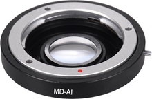 MD-AI Lens Mount Adapter Ring mit Korrekturlinse für Minolta MD MC Mount Objektiv passend für Nikon AI F Mount Kamera für D3200 D5200 D700 D7200 D800 D700 D300 D90 Focus Infinity
