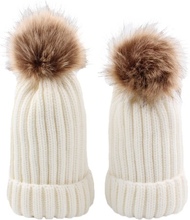Kid Girl Verdickung gestrickte Beanies Hut Dome Herbst Winter Cap Warm Hut Headwear mit Ball von Fluff