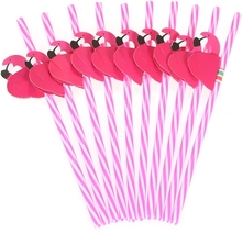 50 teile / satz 3D Flamingo Dekoriert Wiederverwendbare Kunststoff Strohhalme für Geburtstag Hochzeit Baby Shower Feier Pool Party Dekorationen Liefert-Rosa