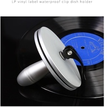LP Schallplattenreiniger Clamp Schallplattenlabel Saver Protector Wasserdichte Aluminiumlegierung Schallplatte Clean Tool mit Reinigungstuch Holzkiste