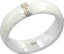 Polierte Nano-Keramik-Dome Ring mit S925 Sterlingsilber & CZ Diamant eingebettet weiß Gold galvanisch Größe #6 #7 #8 6mm Breite