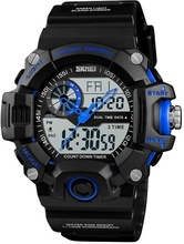 SKMEI 1331 Männer Quarz 3 Zeit Chrono Uhren Countdown Dual Time Analog Digitalanzeige Armbanduhr 5ATM Wasserdicht Mode Casual Hintergrundbeleuchtung Multifunktionale Uhren