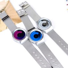 Persönlichkeit Vortex Konzept Uhr Ohne Zeiger Strass Moderne Armbanduhr Trend Sport Schwarz Handgelenk Paar Uhren für Männer Frauen (Blau)