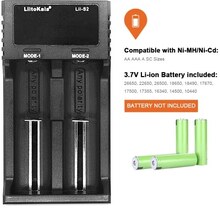 Liitokala Lii-S2 Battery Charger LCD 2 Slots for 18650 26650 21700 18350 AA AA Lithium NiMH Battery Auto-polarity Detector Charger
