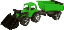 Plasto Traktor med frontlastare och släp 56 cm (Grön)