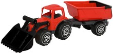 Plasto Traktor med frontlastare och släp 56 cm (Röd)