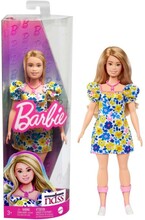 Barbie Fashionista Docka Gul- & blåblommig klänning