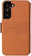 Krusell: Leather Phone Wallet Galaxy S22 Cognac