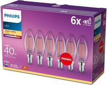 Philips: 6-pack LED E14 Kron 4W (40W) Klar 470lm