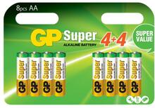 GP Super Alkaline Battery, Size AA, LR6, 1.5V, 4+4-pack