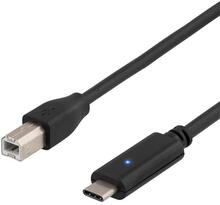 USB-kabel USB 2.0 Typ C hane -> Typ B hane, 2m, svart