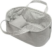 Smallstuff - Small Doll Basket with pillow and duvet - Grey Quilt