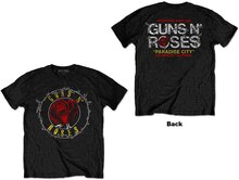 Guns N"' Roses: Unisex T-Shirt/Rose Circle Paradise City (Back Print) (Medium)