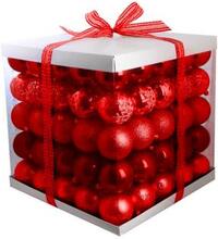 DGA - Christmas Ornament set w/125 pcs - Mat/shiny/glitter - Red