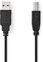 Nedis USB-kabel | USB 2.0 | USB-A Hane | USB-B Hane | 480 Mbps | Nickelplaterad | 1.00 m | Rund | PVC | Svart | Låda