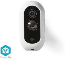 Nedis SmartLife Utomhus Kamera | Wi-Fi | Full HD 1080p | IP65 | Max. batteritid: 6 månader | microSD (ingår inte) / Molnlagring (tillval) | 5 V DC | Med rörelsesensor | Nattsikt | Apple Store / Google Play | Vit