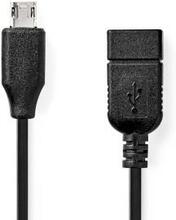 Nedis USB Mikro-B Adapter | USB 2.0 | USB Micro-B Hane | USB-A Hona | 480 Mbps | 0.20 m | Rund | Nickelplaterad | PVC | Svart | Låda