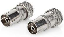 Nedis IEC (coax) | Rak | Hona | Nickelplaterad | 75 Ohm | Skruva | Kabel input diameter: 7.0 mm | Metall | Silver | 2 st. | Plastpåse