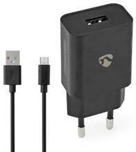 Nedis Väggladdare | 1x 2.1 A A | Antal utgångar: 1 | USB-A | Micro USB (Lös) Kabel | 1.00 m | Maximal Utgångseffekt: 12 W | Single Voltage Output