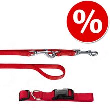 Sparset! HUNTER: Halsband Ecco Sport + Hundeleine, rot - Halsband Grösse S + Leine 200 cm / 15 mm