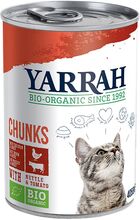 Yarrah Bio Chunks 6 x 405 g - Bio Huhn & Bio Truthahn mit Bio Brennnesseln & Bio Tomaten in Sosse