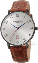 Akribos XXIV AK1077GNBR Designer Silverfärgad/Läder Ø38 mm