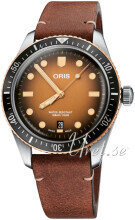 Oris 01 733 7707 4356-07 5 20 45 Diving Brun/Læder Ø40 mm