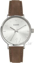 s.Oliver SO-4226-LQ Classic Sølvfarvet/Læder Ø43 mm