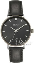 s.Oliver SO-4229-LQ Classic Sort/Læder Ø43 mm