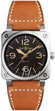 Bell & Ross BR0392-GH-ST/SCA BR 03 Golden Heritage Sort/Lær