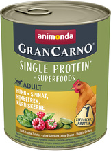 Animonda GranCarno Adult Superfoods 6 x 800 g Kyckling & spenat, hallon, pumpafrön